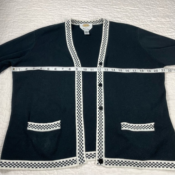 🔥Talbots Made in Italy Black White Checker Cardigan Sweater Set Women Size S - Picture 12 of 15